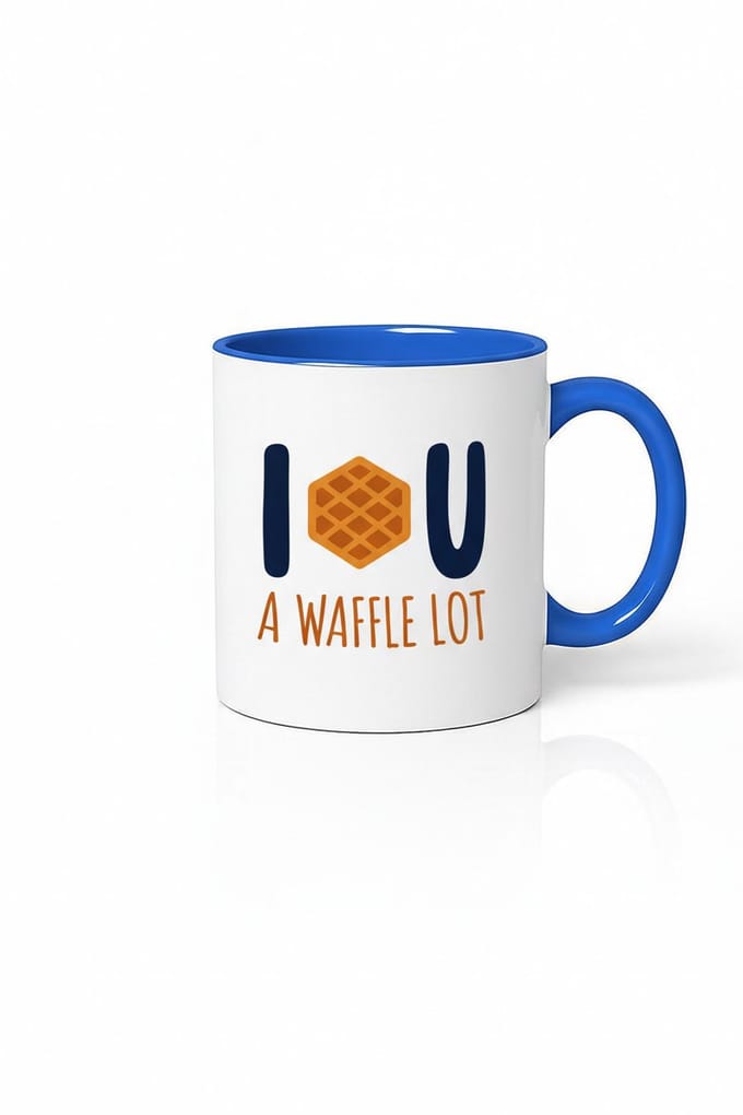 Mok met Wafel Print 'I  U A Waffle Lot' - Grappig Liefdevol Cadeau