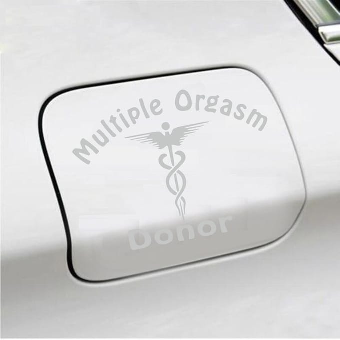 Bumpersticker - Multiple Orgasm Donor - 11,1 X 14,8 - Licht Grijs