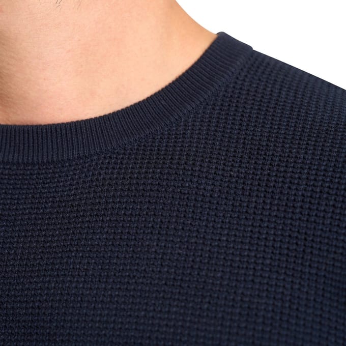 Mario Russo Waffle Pullover - Trui Heren - Sweater Heren - Navy - L