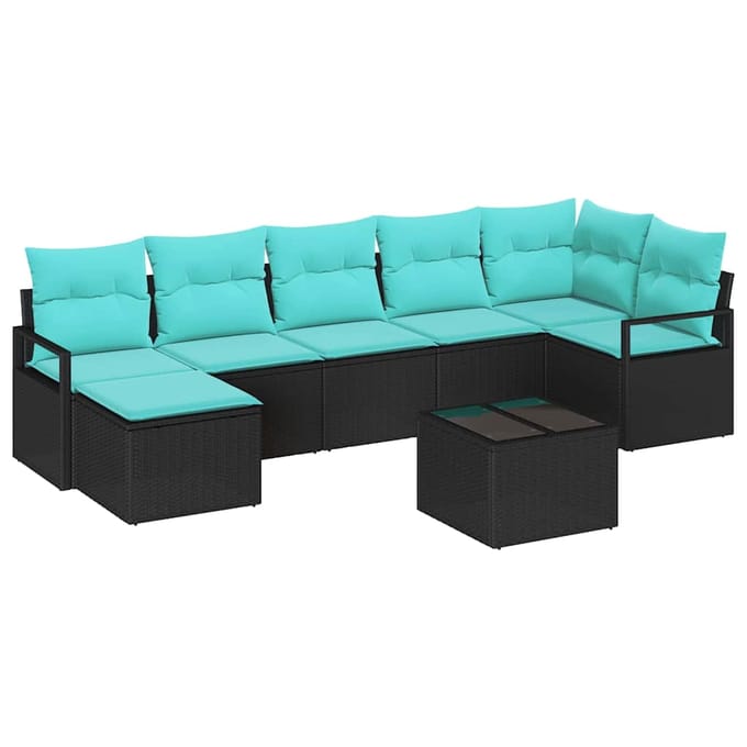 vidaXL Bankstel 8 st Zwart poly rattan