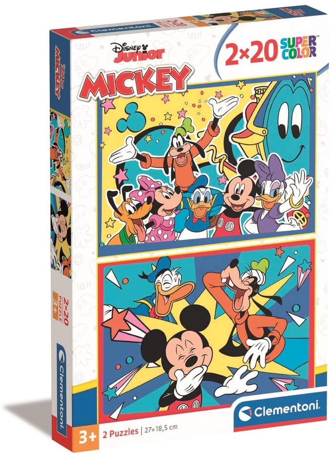 Clementoni - Puzzel - 2x20 Stukjes - Mickey Mouse - Puzzel Voor Kinderen