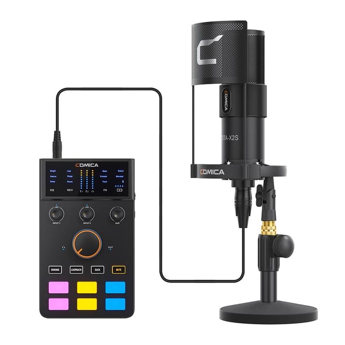 COMICA AD Caster C1-K1 Audiomixer USB-audio-interface Geluidskaart met 3,5 mm-poorten Dubbele XLR-ingang zwart