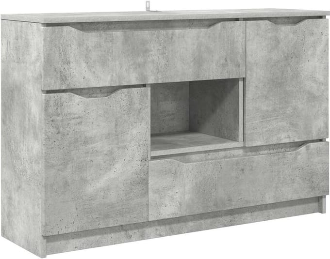 vidaXL - Dressoir - Beton - Grijs - 100 - x - 30 - x - 65,6 - Bewerkt - hout
