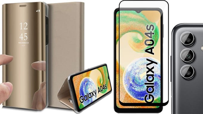Hoesje geschikt voor Samsung Galaxy A04s / A13 5G - Screenprotector FullGuard & Camera Lens Screen Protector - Book Case Spiegel Goud