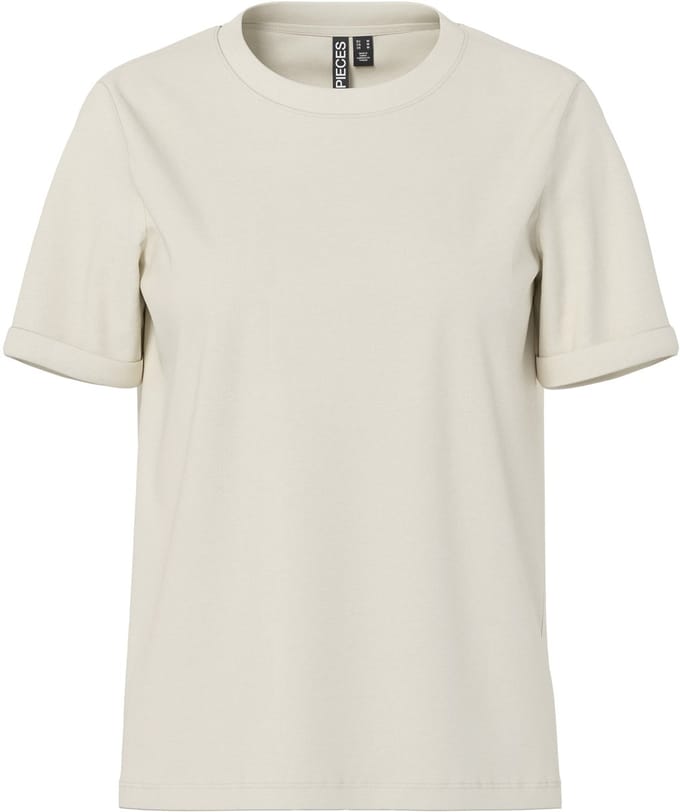 Pieces T-shirt Pcria Ss Fold Up Solid Tee Noos Bc 17086970 Birch Dames Maat - S