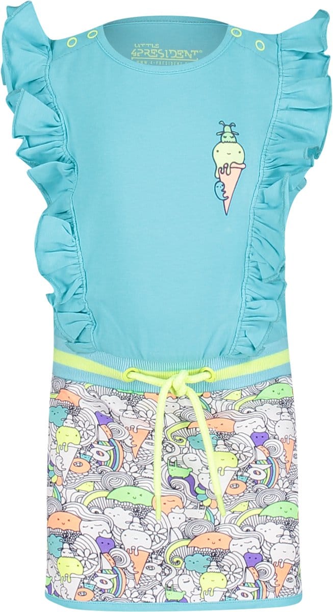 4PRESIDENT Meisjes jurk - Turquoise - Maat 80 - Meisjes jurken