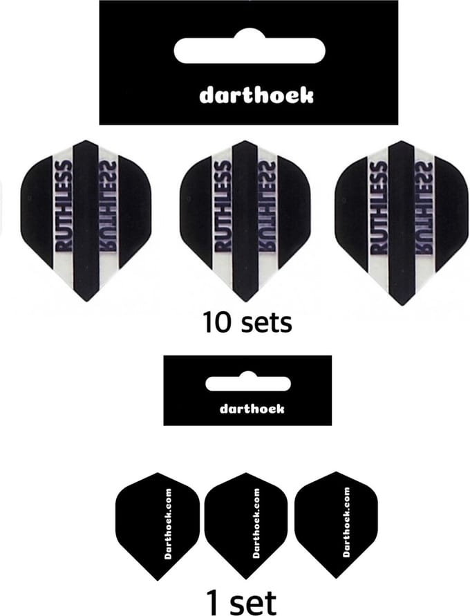 Darthoek| Flights | Ruthless | Zwart | 10 Sets | (30 stuks) | 1 set Darthoek flights