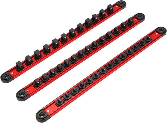 Socket Bit Organizer - Gereedschap Houder - Gereedschap Opbergen - Magnetische Basis - 3 Stuks - Zwart