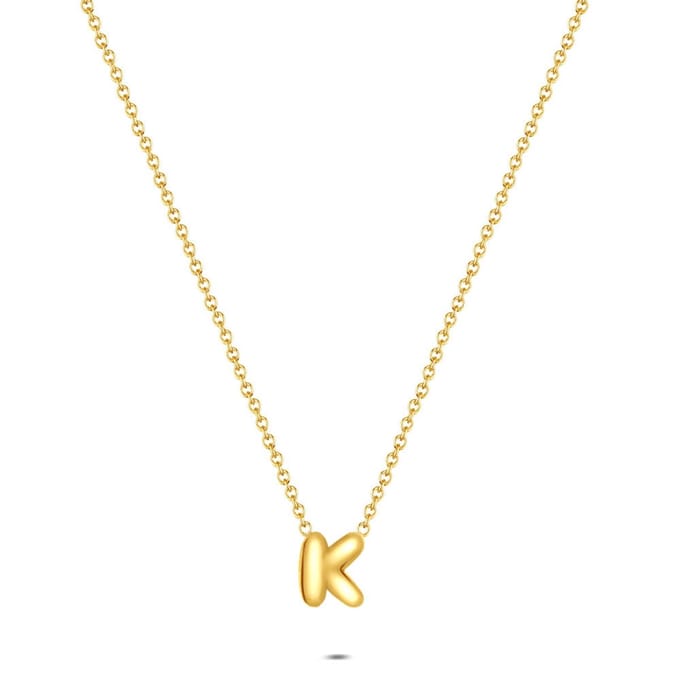 Twice As Nice Halsketting in edelstaal, letter K Goudkleurig 40cm+5cm