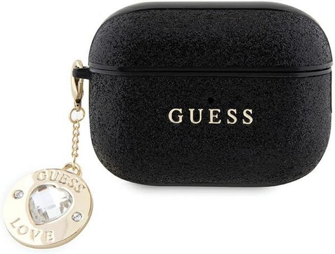 GUESS GUAP2PGEHCDK case for AirPods Pro 2 cover - black Fixed Glitter Heart Diamond Charm