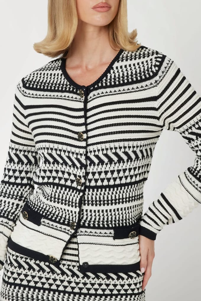 GUESS Marciano By  Arianna Stitched Car Eggshell And Black Größe: S | Cardigans Outlet | Damen | Weiß