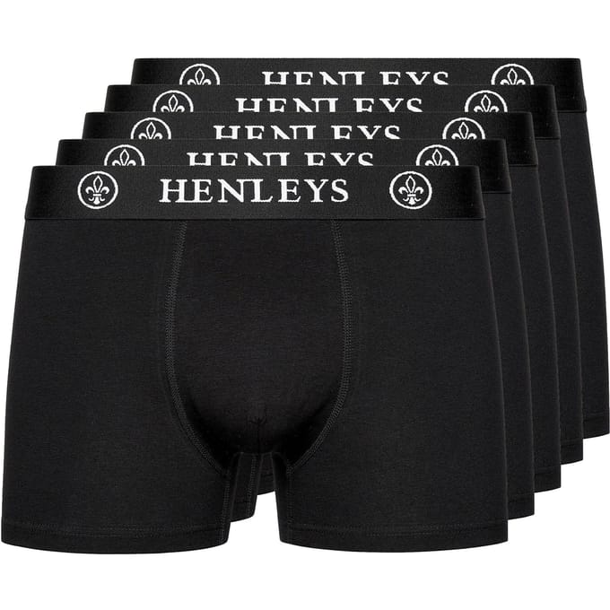 Henleys Heren McBlacken Boxershorts (Set van 5) (Zwart)