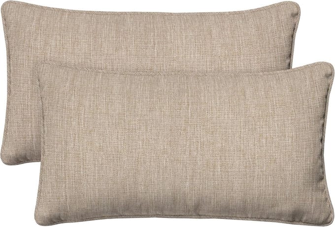Lumbar Throw Pillow Set - Textured Solid Brown with Reversible Design - Weather & Stain Resistant - Perfect for Indoor/Outdoor Use