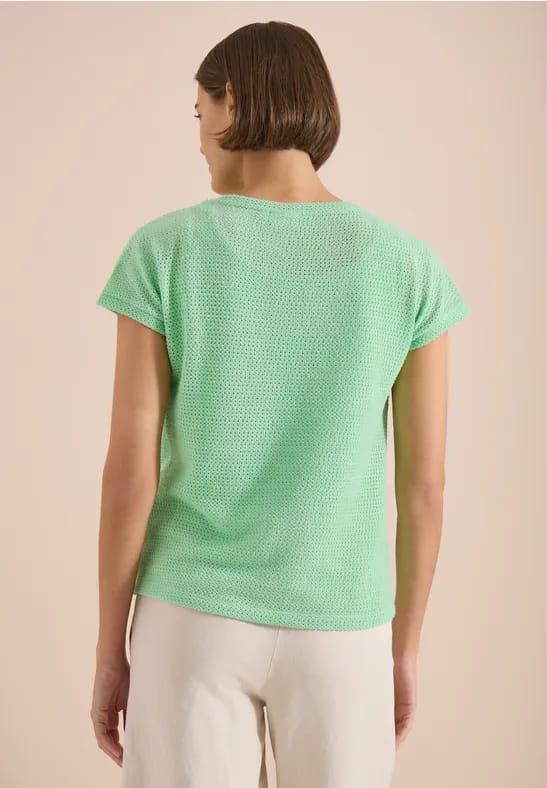 Shirt met boothals in ajour-look