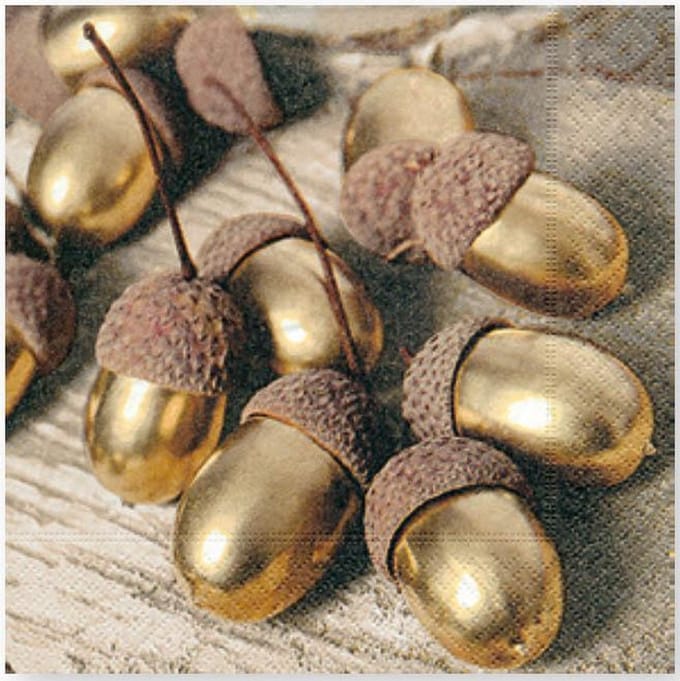 Paper+Design - lunch servetten 33x33cm - Golden Acorns - 20 stuks