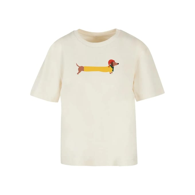 Merchcode - Christmas Dog Dames Tshirt - L - Creme