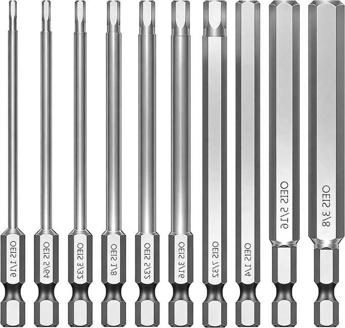 11 stuks Torx schroevendraaierbits van 100 mm, magnetische zeskantschroevendraaier bitset van S2 staal voor elektrische en handmatige klussen