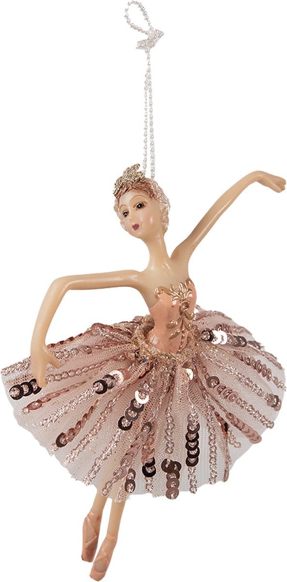 Clayre & Eef Kersthanger Ballerina 15 cm Roze Polyresin