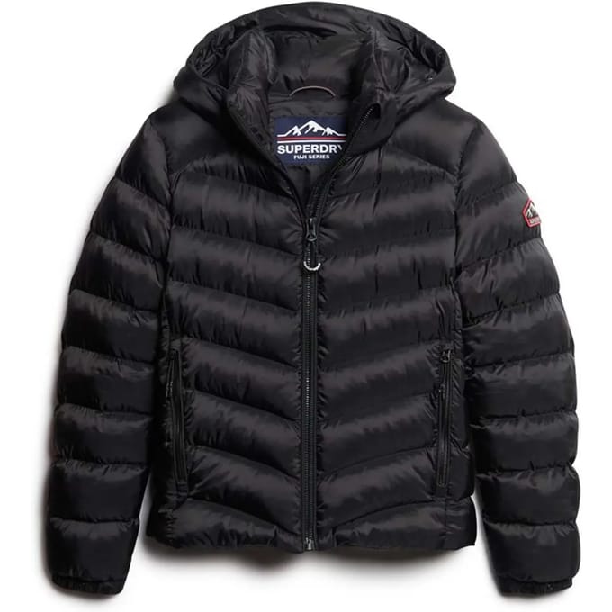 Superdry Hooded Fuji Padded Jacket Dames Jas - Black - Maat L