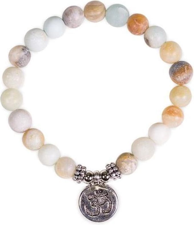 Yogi & Yogini naturals Mala/armband amazoniet elastisch met ohm (8mm)