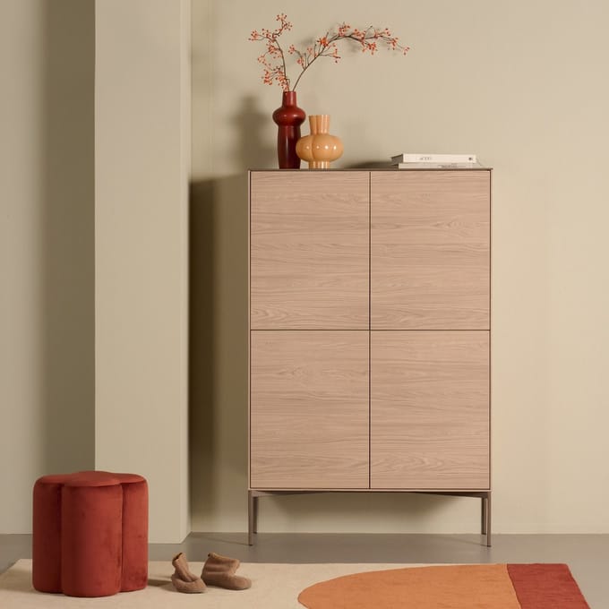 Light & Living Poef Nalani - Bordeaux - 38x38x45cm - Modern