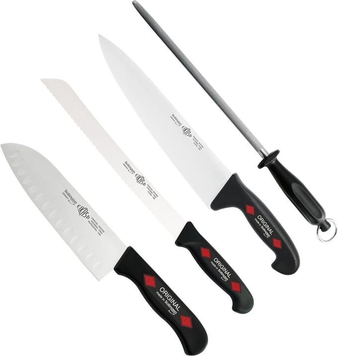 Eikaso Solingen Professionele slagersmessenset – 4-delig – roestvrij staal – ergonomisch – zwart