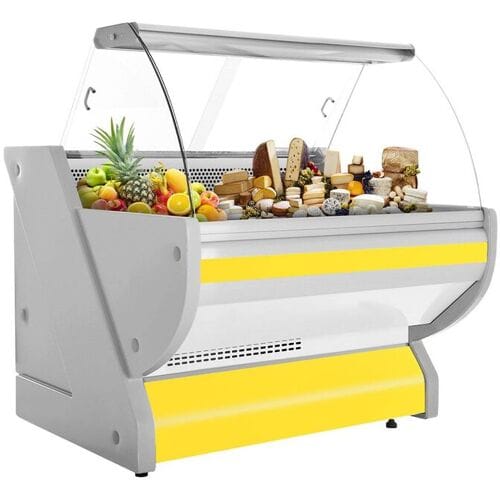 GGM Gastro Kühl-/ Fleischtheke - 1000mm - Gelb - mit Fleischlicht & beleuchteter Frontblende