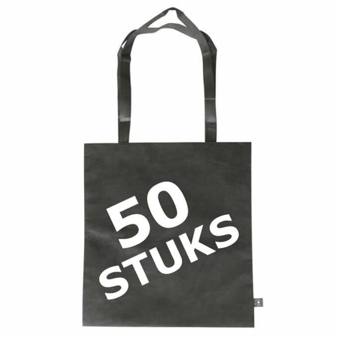 50 stuks - Sterke Draagtas - RPET Non Woven - Zwart