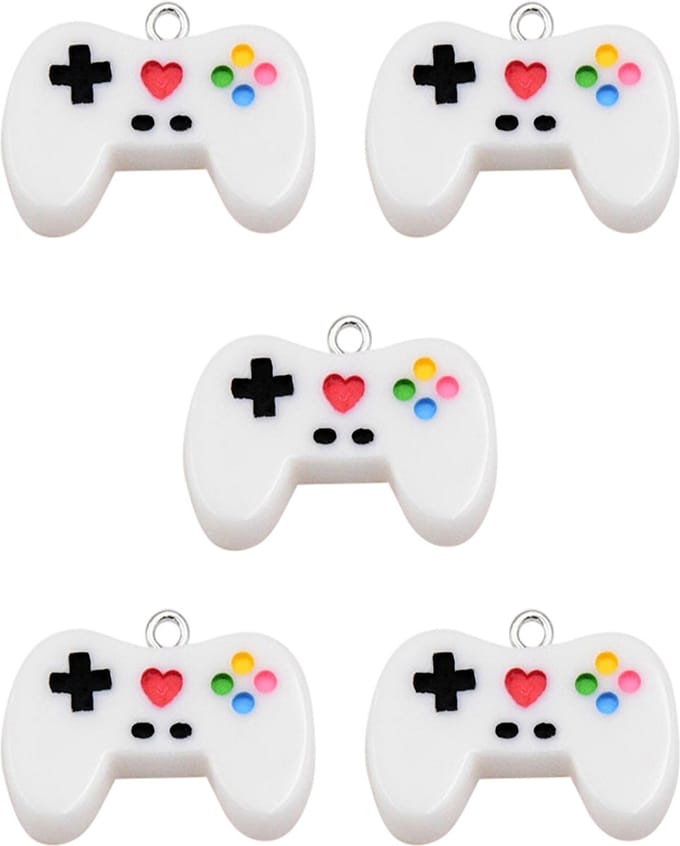 Sieraden Maken | Set 5 Hangers Console Playstation Wit | Bedels
