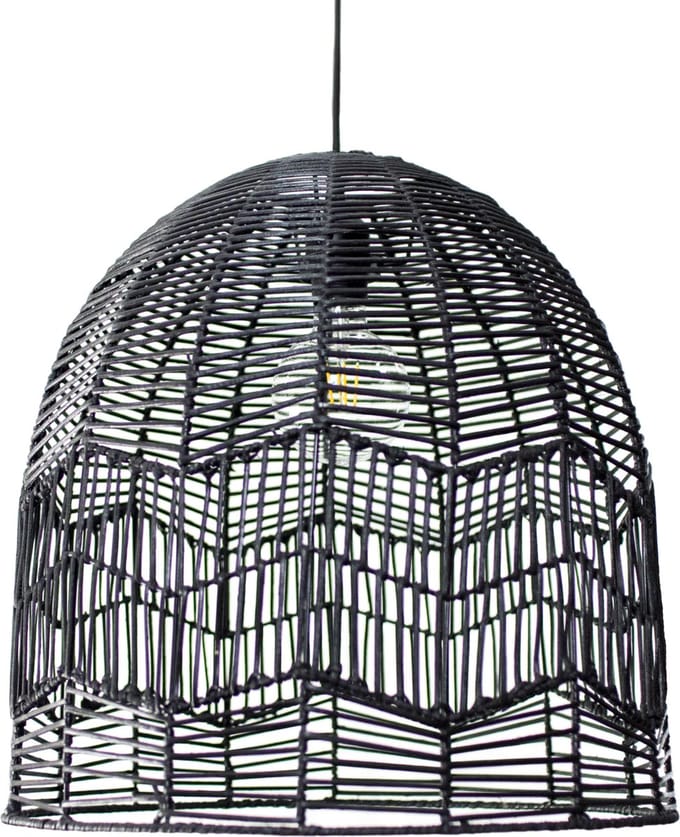 Rotan / Rieten Hanglamp - Handgemaakt - Zwart - ⌀45 cm