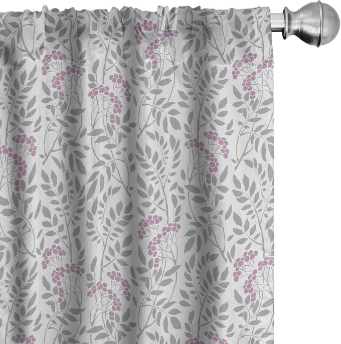 ABAKUHAUS Lente Gordijnen – 2x75x225 cm, Microfiber, Grijs & Roze