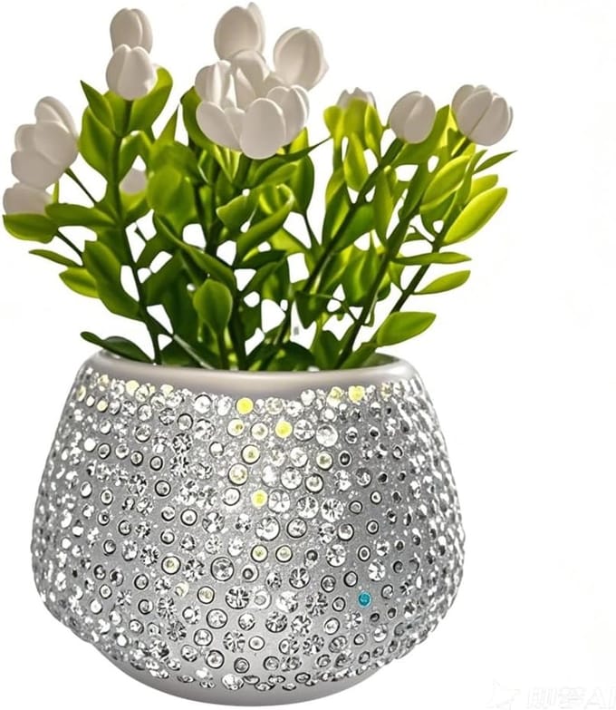 Bloem Vaas Auto Accessoires - Dashboard Decoratie Vrouwen - Auto Interieur Opfleuren - Handgezet Strass Design