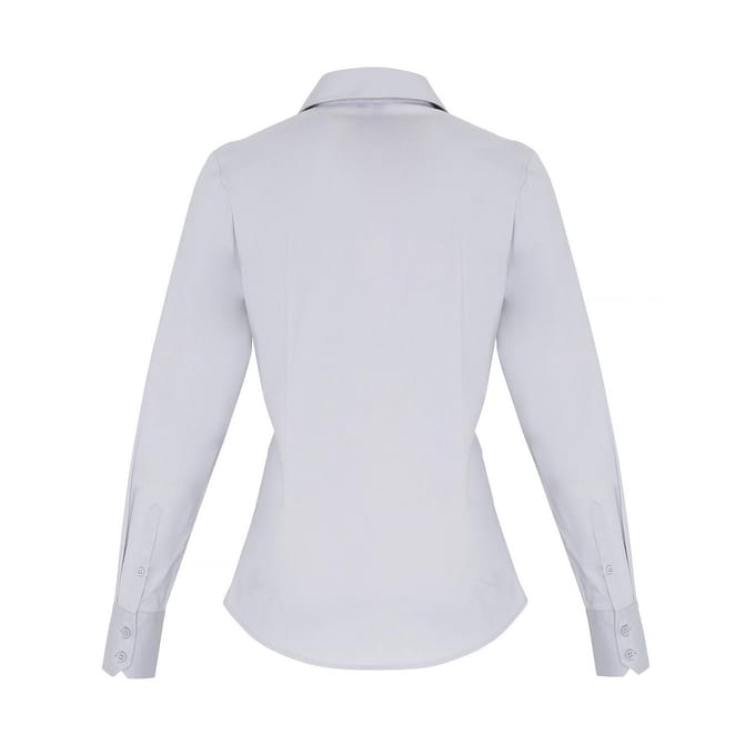 Premier Dames/Dames Popeline Stretch Shirt Met Lange Mouwen (Zilver)