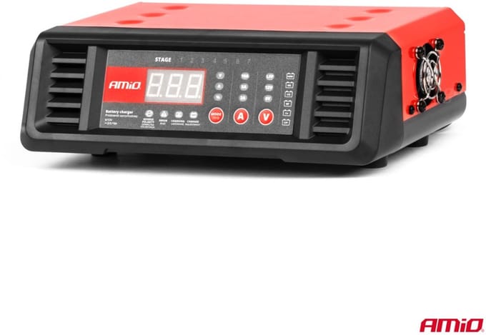Acculader 6V / 12V - 10A - met digitaal display - 7 laadstanden