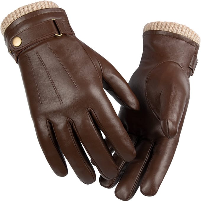 Heren leren handschoenen - Winterhandschoenen van schapenvacht