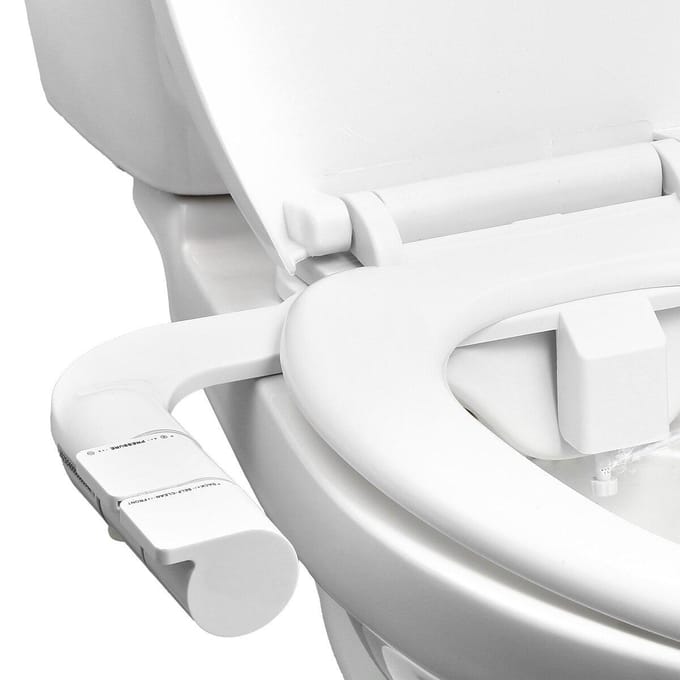 Bidet à Fixer sur WC Auto-Nettoyant Double Buse Pression Réglable