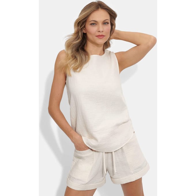 Shortama-set van katoen-mousseline - gebroken wit - Gr. 23 van Goldner Fashion