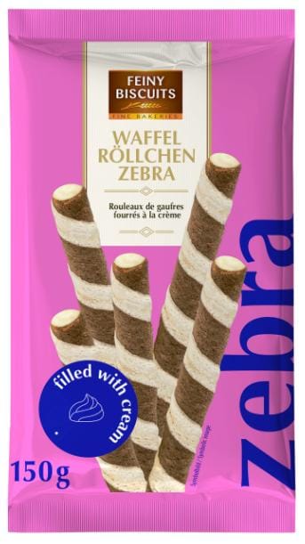 Feiny Biscuits Wafelrolletjes met Zebra Vulling 150 g