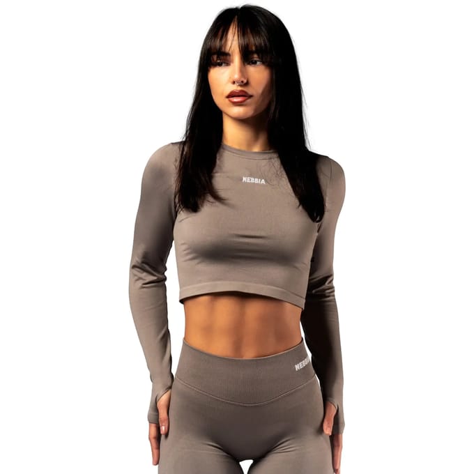 Dames-T-shirt met lange mouwen Nebbia Power Crop Top