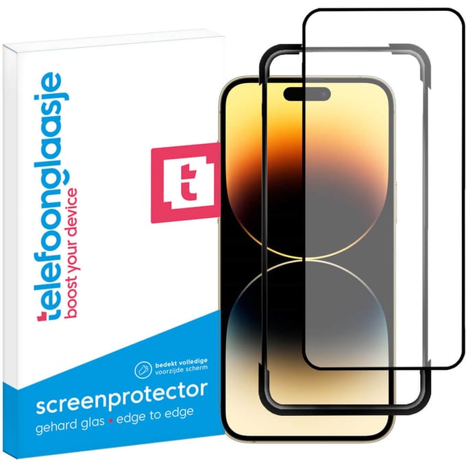 iPhone 15 Pro Max screenprotector gehard glas Edge to Edge + Installatie Tool