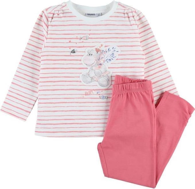Noukie's - Pyjama in katoen - Lola -  Streep rose  -  2jaar 92