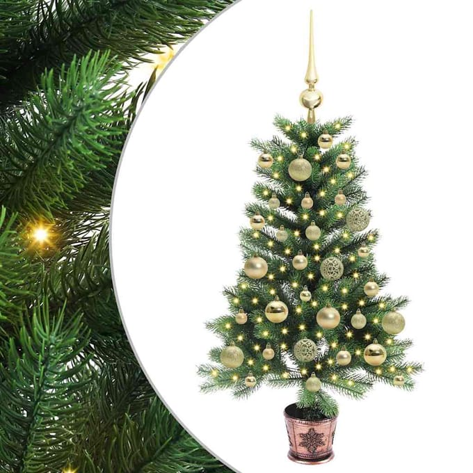 vidaXL - Kerstboom - met - 150 - LED - met - standaard - Groen - 90 - cm - PE