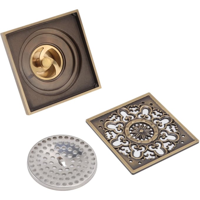 Koperen Vloerafvoer Vierkant Retro Grote Doorstroming Geurbestendig Doucheputje voor Badkamer black