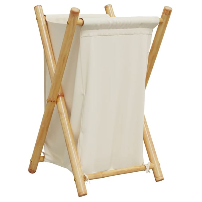 vidaXL - Wasmand - 41,5x36x63,5 - cm - bamboe - crèmewit