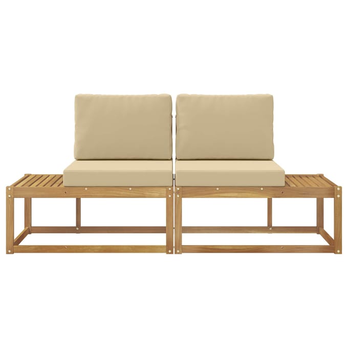 vidaXL - Buiten - eindsofa - met - kussen - 2 - Stuk - Wit - Massief - Acacia - Hout
