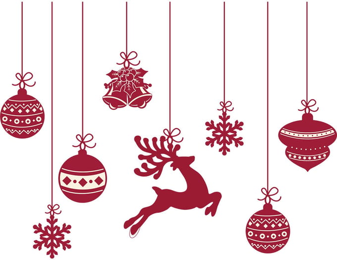 Kerststickers met herten en kerstballen - Kerststickers - feestversiering - 100x130cm
