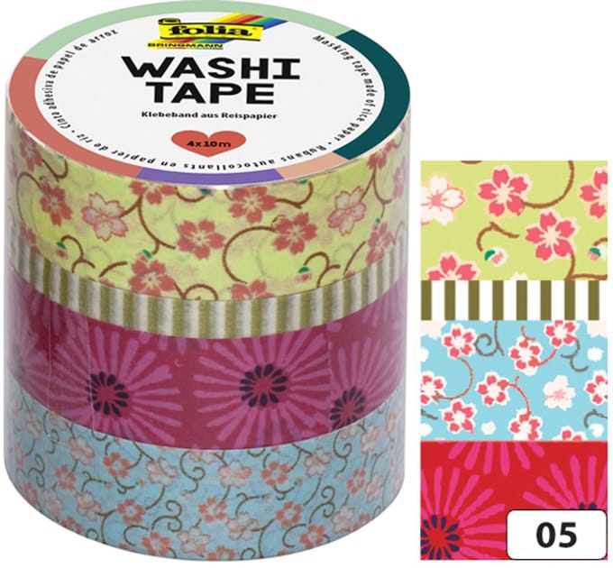 folia deco plakband Washi-Tape Bloemschikken, set van 4