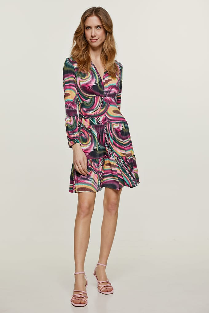 Mulberry Print jersey jurk met ruches
