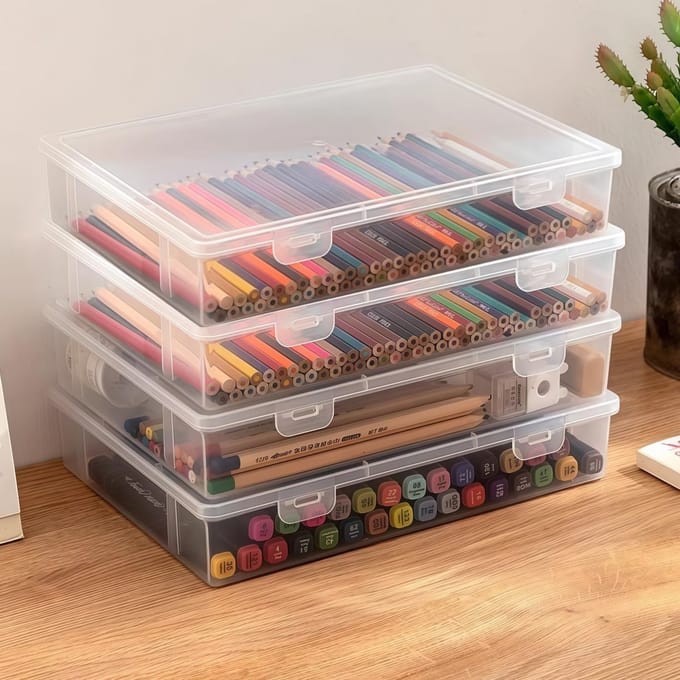Unyqoos® Stapelbare opbergdozen set van 4 voor documenten en kantoorbenodigdheden