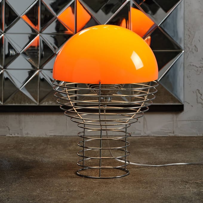 Verpan Draad Tafellamp Ø40 Chroom/ Oranje